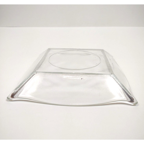 Vintage Clear Glass Pillar Candle Holder Plate Square 5.5" Beveled Edge - Picture 5 of 7